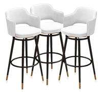 Guyifuny Bar Stools Set of 1/2/3/4, White Swivel Breakfast Chair Tall Velvet Barstools, Kitchen Island Counter Chairs for Breakfast Home Kitchen Restaurant Dining Room(3 PCS,75cm(29.5in))