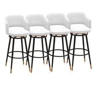 Guyifuny Bar Stools Set of 1/2/3/4, White Swivel Breakfast Chair Tall Velvet Barstools, Kitchen Island Counter Chairs for Breakfast Home Kitchen Restaurant Dining Room(4 PCS,75cm(29.5in))
