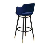 Guyifuny Ensemble de 1/2/3/4 tabourets de Bar avec Dossier, îlot de Cuisine en Velours Bleu, Tabouret pivotant for Petit-déjeuner, Chaise de Bar, Salle à Manger, Bistro, café(1 PCS,65cm(25.6in))