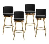 Guyifuny Ensemble de tabourets de Bar pivotants en Velours (1/2/3/4), Hauteur comptoir, avec Dossier Chaise Haute rembourrée idéale for îlot de Cuisine, pub, Club(Black 4 PCS,65cm(25.6"))