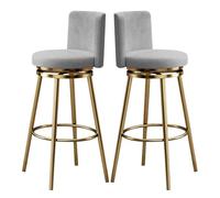 Guyifuny Ensemble de tabourets de Bar pivotants en Velours (1/2/3/4), Hauteur comptoir, avec Dossier Chaise Haute rembourrée idéale for îlot de Cuisine, pub, Club(Grey 2 PCS,65cm(25.6"))