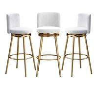 Guyifuny Ensemble de tabourets de Bar pivotants en Velours (1/2/3/4), Hauteur comptoir, avec Dossier Chaise Haute rembourrée idéale for îlot de Cuisine, pub, Club(White 3PCS,65cm(25.6"))