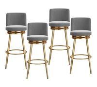 Guyifuny Ensemble de tabourets de Bar pivotants en Velours (1/2/3/4), Hauteur comptoir, avec Dossier Chaise Haute rembourrée idéale for îlot de Cuisine, pub, Club(Grey 4 PCS,65cm(25.6"))