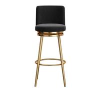 Guyifuny Ensemble de tabourets de Bar pivotants en Velours (1/2/3/4), Hauteur comptoir, avec Dossier Chaise Haute rembourrée idéale for îlot de Cuisine, pub, Club(Black 1 PCS,65cm(25.6"))