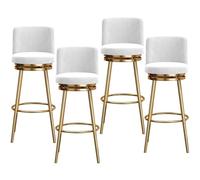 Guyifuny Ensemble de tabourets de Bar pivotants en Velours (1/2/3/4), Hauteur comptoir, avec Dossier Chaise Haute rembourrée idéale for îlot de Cuisine, pub, Club(White 4 PCS,75cm(29.5"))