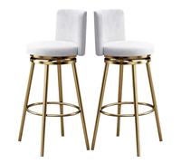 Guyifuny Ensemble de tabourets de Bar pivotants en Velours (1/2/3/4), Hauteur comptoir, avec Dossier Chaise Haute rembourrée idéale for îlot de Cuisine, pub, Club(White 2 PCS,75cm(29.5"))