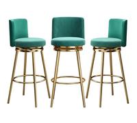Guyifuny Ensemble de tabourets de Bar pivotants en Velours (1/2/3/4), Hauteur comptoir, avec Dossier Chaise Haute rembourrée idéale for îlot de Cuisine, pub, Club(Green 3PCS,65cm(25.6"))