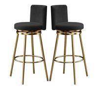 Guyifuny Ensemble de tabourets de Bar pivotants en Velours (1/2/3/4), Hauteur comptoir, avec Dossier Chaise Haute rembourrée idéale for îlot de Cuisine, pub, Club(Black 2 PCS,75cm(29.5"))