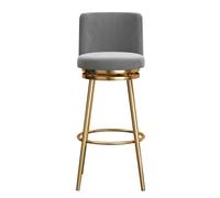 Guyifuny Ensemble de tabourets de Bar pivotants en Velours (1/2/3/4), Hauteur comptoir, avec Dossier Chaise Haute rembourrée idéale for îlot de Cuisine, pub, Club(Grey 1 PCS,75cm(29.5"))