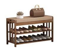 Guyifuny Entryway Bench with Cushioned Stool & Shoe Rack | Heavy-Duty Shoe Changing Seat and Storage Organizer for Hallway, Front Door, Or Mudroom | Easy Assembly