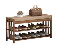 Guyifuny Entryway Bench with Cushioned Stool & Shoe Rack | Heavy-Duty Shoe Changing Seat and Storage Organizer for Hallway, Front Door, Or Mudroom | Easy Assembly