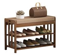 Guyifuny Entryway Bench with Cushioned Stool & Shoe Rack | Heavy-Duty Shoe Changing Seat and Storage Organizer for Hallway, Front Door, Or Mudroom | Easy Assembly