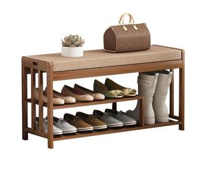 Guyifuny Entryway Bench with Cushioned Stool & Shoe Rack | Heavy-Duty Shoe Changing Seat and Storage Organizer for Hallway, Front Door, Or Mudroom | Easy Assembly