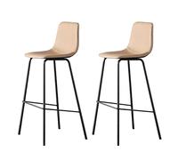 Guyifuny Lot de 2 tabourets de Bar en Cuir synthétique, Style rétro Classique, Hauteur Fixe, avec Cadre en métal thermolaqué Noir et Repose-Pieds, Hauteur d'assise : 65 cm