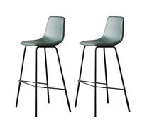 Guyifuny Lot de 2 tabourets de Bar en Cuir synthétique, Style rétro Classique, Hauteur Fixe, avec Cadre en métal thermolaqué Noir et Repose-Pieds, Hauteur d'assise 75 cm.