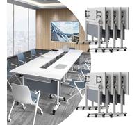 Guyifuny Table de conférence Pliante à roulettes pour 2 à 10 Personnes, rectangulaire, modulaire, pour réunion, Formation, Bureau, Salle de Classe, Salle de conférence, centres multimédias, Lot de 8,