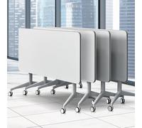 Guyifuny Table de conférence Pliante, Table de réunion Moderne Blanche de 1,80 m, avec roulettes silencieuses, pour Bureau et Salle de Classe, 4 pièces, 160 x 60 x 75 cm