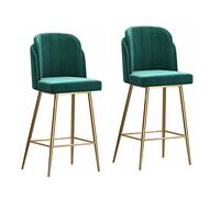 Guyifuny Tabouret de Bar de Cuisine, Chaise de Salle à Manger, avec Coussin en Velours épais et Base en métal doré, Lot de 2, capacité de 300 LB, Vert, Hauteur d'assise 65 cm