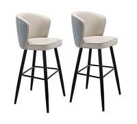 Guyifuny Tabouret de Bar Haut avec accoudoirs et dossiers, Tabouret d'îlot de Luxe en Cuir PU avec Assise en Velours pour Bar, Bistro, Salle à Manger, Petit-déjeuner, îlot de Cuisine, A, Hauteur d'as