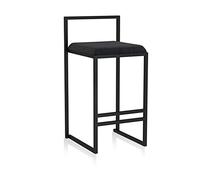 Guyifuny Tabouret de Bar Haut avec Dossier, siège en Velours pour Bistro, Salle à Manger, Petit-déjeuner, Cuisine, îlot, Pieds en Fer forgé Noir, Coussin Noir