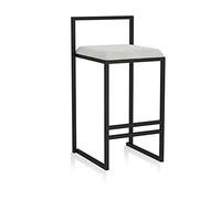 Guyifuny Tabouret de Bar Haut avec Dossier, siège en Velours pour Bistro, Salle à Manger, Petit-déjeuner, Cuisine, îlot, Pieds en Fer forgé Noir, Coussin Blanc