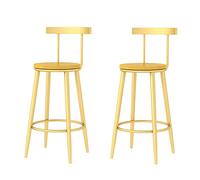 Guyifuny Tabouret de Bar Haut avec Dossier, Tabouret de Cuisine en Bois Massif écologique pour Bistro, Salle à Manger, Petit-déjeuner, Chaise d'îlot de Cuisine, doré, Hauteur d'assise 65 cm