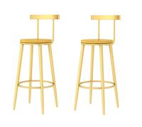 Guyifuny Tabouret de Bar Haut avec Dossier, Tabouret de Cuisine en Bois Massif écologique pour Bistro, Salle à Manger, Petit-déjeuner, Chaise d'îlot de Cuisine, doré, Hauteur d'assise 75 cm