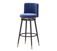 Guyifuny Tabouret de Bar pivotant en Velours (Lot de 1), Hauteur comptoir, idéal for îlot de Cuisine, pub, Club.(Blue Black Frame,75cm)