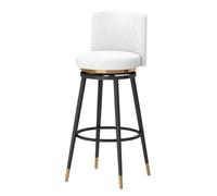 Guyifuny Tabouret de Bar pivotant en Velours (Lot de 1), Hauteur comptoir, idéal for îlot de Cuisine, pub, Club.(White Black Frame,65cm)