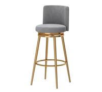Guyifuny Tabouret de Bar pivotant en Velours (Lot de 1), Hauteur comptoir, idéal for îlot de Cuisine, pub, Club.(Grey Gold Frame,75cm)