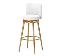 Guyifuny Tabouret de Bar pivotant en Velours (Lot de 1), Hauteur comptoir, idéal for îlot de Cuisine, pub, Club.(White Gold Frame,65cm)