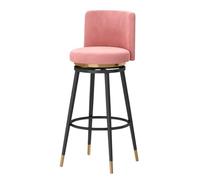 Guyifuny Tabouret de Bar pivotant en Velours (Lot de 1), Hauteur comptoir, idéal for îlot de Cuisine, pub, Club.(Pink Black Frame,65cm)