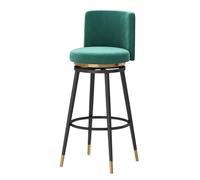 Guyifuny Tabouret de Bar pivotant en Velours (Lot de 1), Hauteur comptoir, idéal for îlot de Cuisine, pub, Club.(Green Black Frame,75cm)