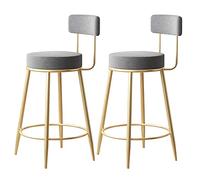 Guyifuny Tabourets de Bar de Cuisine, Chaise rembourrée pour Le Petit-déjeuner, Tabouret de Bar en Velours Doux avec Dossier, Chaise d'îlot avec Pieds en métal plaqué Or, Coussin Vert, Hauteur d'assi