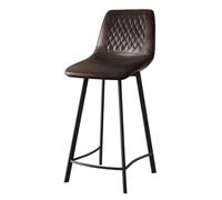 Guyifuny Tabourets de Bar, Hauteur comptoir, en Similicuir, avec Dossier et Repose-Pieds, Style Vintage, pour îlot de Cuisine, Restaurant, pub, café, Marron foncé, Hauteur d'assise 60 cm.