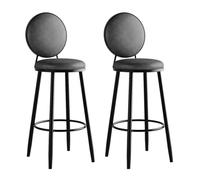 Guyifuny Tabourets de Bar Hauts, Ensemble de 2, en Similicuir Gris, avec Dossier, Hauteur d'assise 75 cm, pour îlot Central.