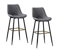 Guyifuny Tabourets de Bar Hauts, tabourets de comptoir, chaises de Bar décontractées, Ensemble de 2, Similicuir, Style Industriel Vintage, pour îlot Central, Salle à Manger, Restaurant, pub, café, GR