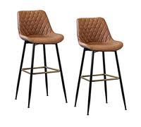 Guyifuny Tabourets de Bar Hauts, tabourets de comptoir, chaises de Bar décontractées, Ensemble de 2, Similicuir, Style Industriel Vintage, pour îlot Central, Salle à Manger, Restaurant, pub, café, ma
