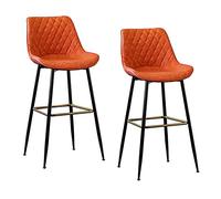 Guyifuny Tabourets de Bar Hauts, tabourets de comptoir, chaises de Bar décontractées, Ensemble de 2, Similicuir, Style Industriel Vintage, pour îlot Central, Salle à Manger, Restaurant, pub, café, Or