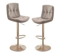 Guyifuny Tabourets de Bar Hauts, tabourets de comptoir, chaises d'îlot, Ensemble de 2, en Cuir PU, pivotants et réglables, avec Dossier et Pieds argentés, pour îlot de pub ou Salle à Manger, Gris cla