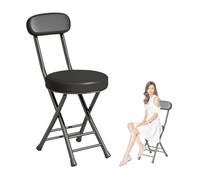 Guyifuny Tabourets Hauts Pliables et Portables avec Dossier, Chaise de Cuisine Portable, capacité de 120 kg, Tabouret Pliable pour intérieur et extérieur pour Adultes, Noir, 47 cm/19 po