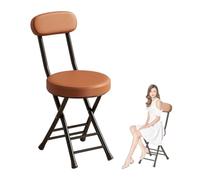 Guyifuny Tabourets Hauts Pliables et Portables avec Dossier, Chaise de Cuisine Portable, capacité de 120 kg, Tabouret Pliable pour intérieur et extérieur pour Adultes, Marron, 47 cm/19 po