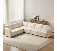 Guyii Canapé modulaire Moderne Beige, canapé d’Angle 2-9 Places, canapé sectionnel Confortable, Coussins Moelleux, Assise Profonde,canapé Salon Stable et sécurisé (canapé d’Angle 6 Places)
