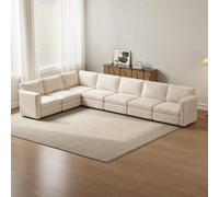 Guyii Canapé modulaire Moderne Beige, canapé d’Angle 2-9 Places, canapé sectionnel Confortable, Coussins Moelleux, Assise Profonde,canapé Salon Stable et sécurisé (canapé d’Angle 7 Places)