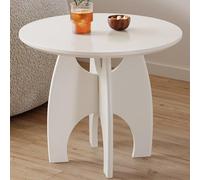 Guyii Circular Side Table - Small White Coffee Table, Modern Minimalist Design, Sofa End, Living Room Furniture for Living Room, Bedroom, and Studio