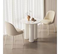 Guyii Ensemble Table à Manger Ronde 76 cm Blanc crème avec chaises, Table compacte à Coins arrondis, piètement Design Stable, idéal Salon, Cuisine et Salle à Manger (Table Seule de 76 cm)