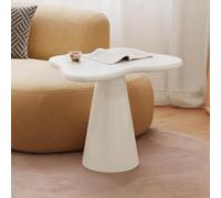 Guyii Irregular Design Side Table, Small Modern Coffee Table, White, Minimalist Style on The Sofa End, Decorating Furniture Living Room, Bedroom, Reading Corner, Saving Space