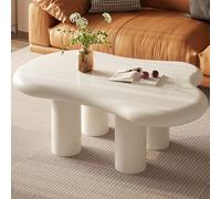 Guyii Table Basse Nuage 90 cm, Table Centrale Forme irrégulière, 4 Pieds, Design Minimaliste Moderne, Petite Table Salon, Table d’appoint Moderne, mobilier Contemporain canapé, Couleur crème