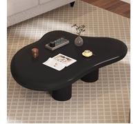 Guyii Table Basse Nuage Noire 90 cm, Plateau Épais, Bords Arrondis, 4 Pieds Cylindriques, Design Moderne pour Salon