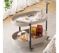 Guyii Table roulante en PU Gris Clair avec Structure en métal - Desserte à roulettes avec Freins, Petite Table d’appoint Moderne pour Salon, canapé, Chambre, Rangement Pratique
